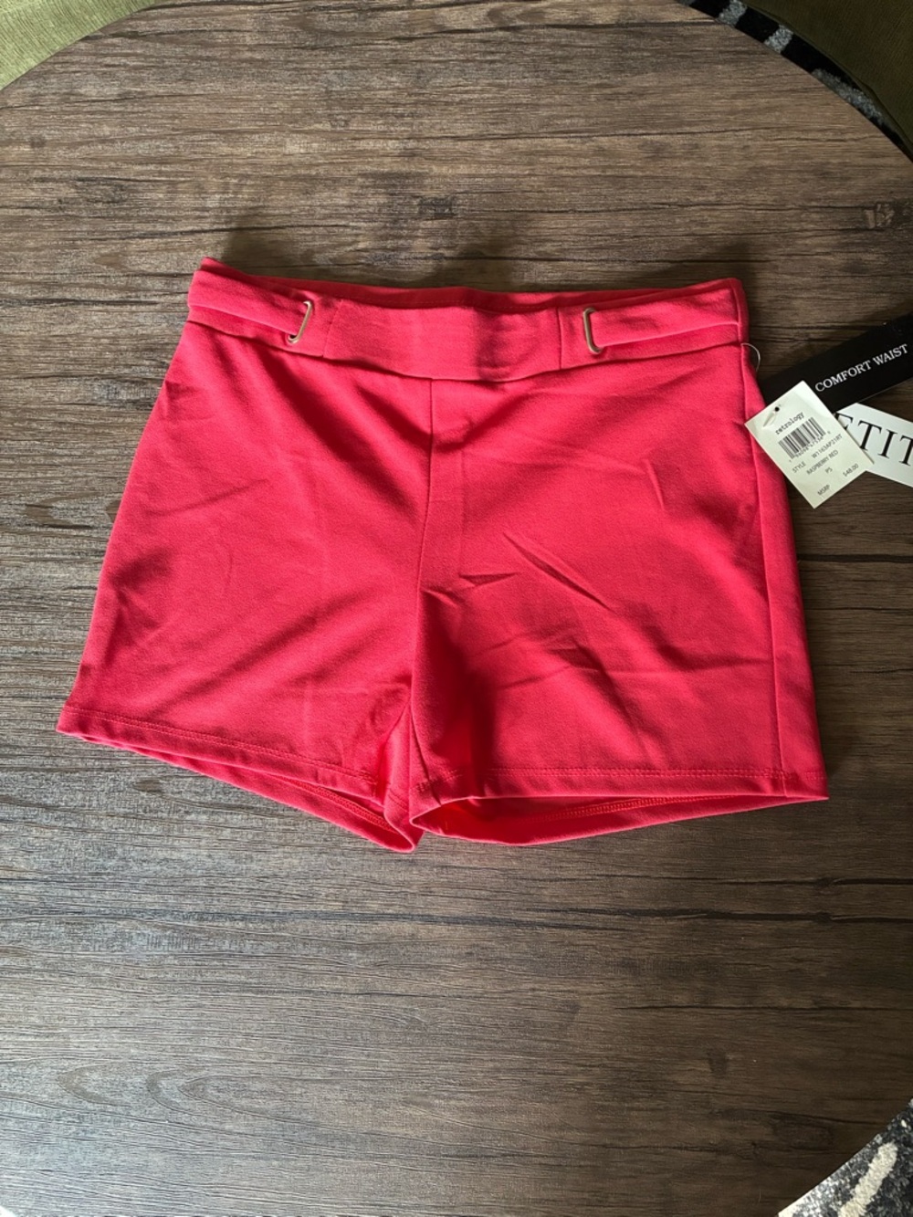 Women's Raspberry Red Stretch Shorts - Picture 2 of 7